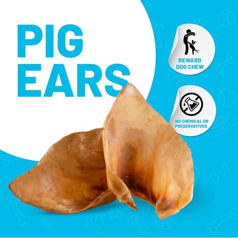 Sitka Farms Pig Ears for Dogs 50 Count - 100% Natural Premium Dog Treats - Single Ingredient Training and Reward - Dental Chews for Large Small and Medium Dogs in Kuwait