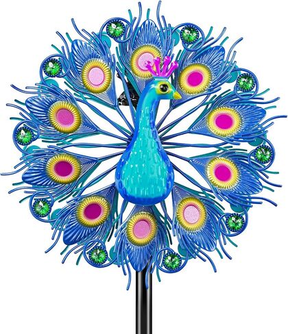 Metal Outdoor Wind Spinner, 2-Way Wind Sculpture Spinner with Metal Stake, Waterproof 360 Degrees Kinetic Windmill Art Decoration for Patio Garden Lawn (A- Colorful) in Saudi Arabia