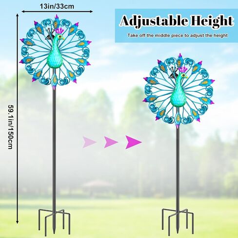 Metal Outdoor Wind Spinner, 2-Way Wind Sculpture Spinner with Metal Stake, Waterproof 360 Degrees Kinetic Windmill Art Decoration for Patio Garden Lawn (A- Colorful) in Saudi Arabia
