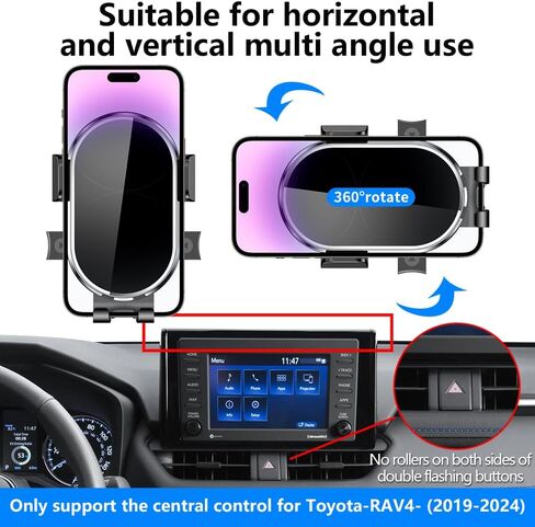Car Phone Holder for 2019-2024 Toyota RAV4 LX XLE，2019-2024 Hybrid LE XLE SE Woodland XLE, Prime SE Auto Accessories Navigation Bracket Interior Decoration Cell Mobile Mount case Accessory in Kuwait
