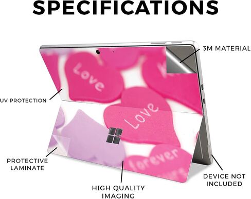 Glossy Glitter Laptop Skin Compatible with Microsoft Surface Pro 11 (2024) - Angelic Love - Premium 3M Vinyl Protective Wrap Decal Cover - Easy to Apply | Crafted in The USA by MightySkins in Saudi Arabia