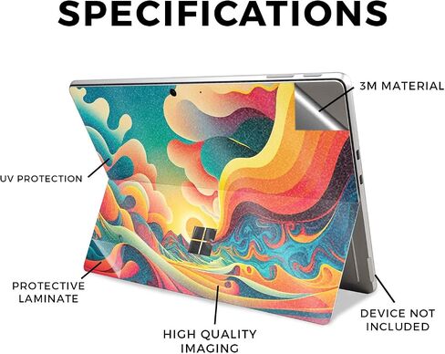 Glossy Glitter Laptop Skin Compatible with Microsoft Surface Pro 11 (2024) - Surreal Sunset - Premium 3M Vinyl Protective Wrap Decal Cover - Easy to Apply | Crafted in The USA by MightySkins in Saudi Arabia