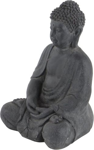 Deco 79 Ceramic Buddha Decorative Sculpture Meditating Home Decor Statue with Engraved Carvings and Relief Detailing, Accent Figurine 8" x 7" x 12", Beige in Saudi Arabia