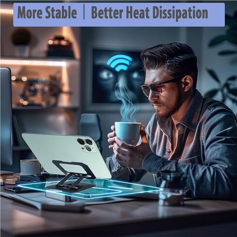 حامل تابلت، حامل تابلت معدني من الفولاذ الكربوني، قاعدة ثابتة وقابلة للدوران 360 درجة، حامل تابلت قابل للتعديل للرسم، متوافق مع iPad4/3/2/Mini/Pro/Air/والمزيد (فضي) in Saudi Arabia