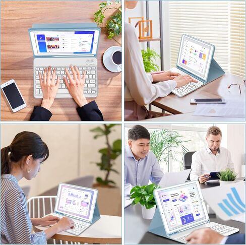 Keyboard Case for iPad 6th Generation 2018, 5th (2017), iPad Air 2/Air, iPad 9.7 inch, Slim Folio Cover with Pencil Holder, Detachable Wireless Bluetooth Keyboard, QWERTY Layput, Auto Sleep/Wake Blue in Saudi Arabia