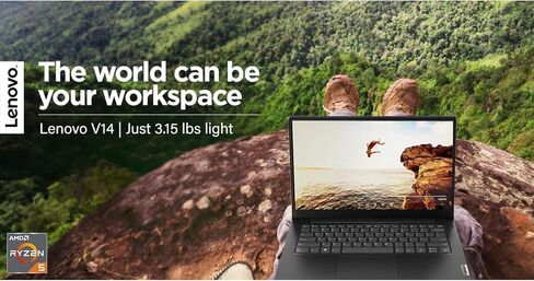 Lenovo Business Laptop, 14 inch FHD Display, AMD Ryzen 5 7520U Processor, 8GB RAM, 512GB PCIe SSD, Long Battery Life, Dolby Audio, Military Grade Durability, Ethernet Port, Win 11 Pro, w/WOWPC Bundle in Saudi Arabia