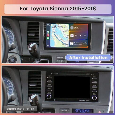 Hikity Android Car Stereo for Toyota Sienna 2015-2018 Radio 2+64GB 9 بوصة تعمل باللمس راديو السيارة اللاسلكي Carplay Android Auto Support GPS Navigation WiFi Bluetooth FM EQ كاميرا احتياطية in Saudi Arabia