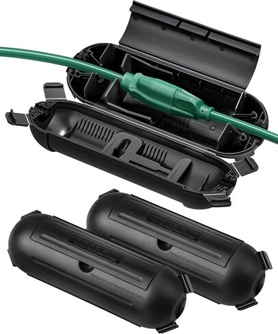 DEWENWILS [4 Pack] Outdoor Extension Cord Safety Cover, Weatherproof Electrical Connection Box, Adjustable Compartment for AWG 12/14/16 Cords, Protect Holiday Decoration Lights and Plugs, Black+Green in Saudi Arabia