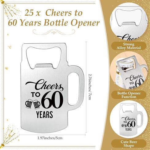 هافاويش 25 مجموعة من هدايا عيد الميلاد الخمسين للضيوف، فتاحة زجاجات على شكل بيرة، فتاحة زجاجات لعمر 50 عامًا مع أكياس أورجانزا لبطاقات الشكر وحبل من القنب، هدايا لحفلات الذكرى السنوية الخمسين للضيوف in Kuwait