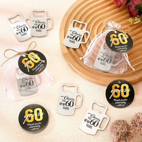 هافاويش 25 مجموعة من هدايا عيد الميلاد الخمسين للضيوف، فتاحة زجاجات على شكل بيرة، فتاحة زجاجات لعمر 50 عامًا مع أكياس أورجانزا لبطاقات الشكر وحبل من القنب، هدايا لحفلات الذكرى السنوية الخمسين للضيوف in Kuwait