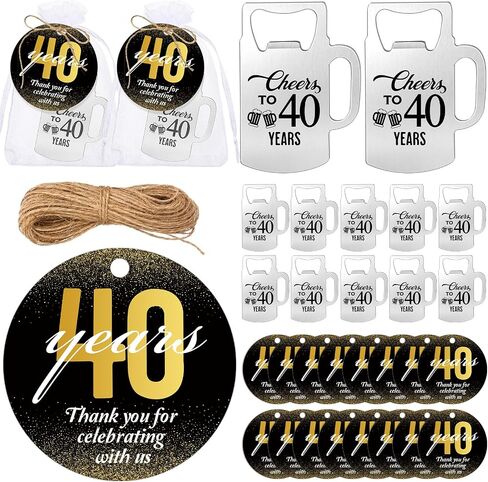 Havawish 25 Sets 50th Birthday Favors for Guests Beer Shape Bottle Openers Cheers to 50 Years Bottle Opener with Thank You Card Organza Bags and Hemp Rope 50th Anniversary Party Favors for Guests in Kuwait