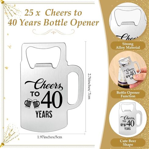 Havawish 25 Sets 50th Birthday Favors for Guests Beer Shape Bottle Openers Cheers to 50 Years Bottle Opener with Thank You Card Organza Bags and Hemp Rope 50th Anniversary Party Favors for Guests in Kuwait