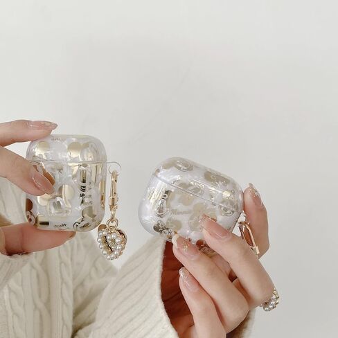 جراب AirPods 3 بتصميم شخصية كرتونية لطيف مناسب للنساء والفتيات غطاء ناعم من مادة TPU مع مجموعة تنظيف مع سلسلة مفاتيح لؤلؤية على شكل قلب لحافظة Apple airpods الجيل الثالث (ميكي) in Saudi Arabia