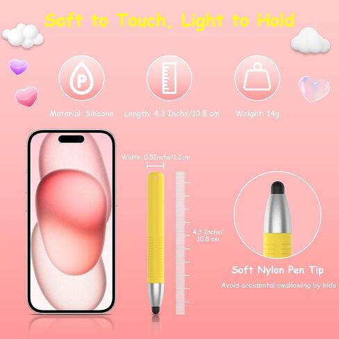 Kid-Friendly Stylus Pens for Touch Screens, Kid Tablet Stylus Pen Universal Children's Crayon Stylus Pen Compatible with Samsung, Kindle, iPad, iPhone, Android, Microsoft, Blue in Kuwait