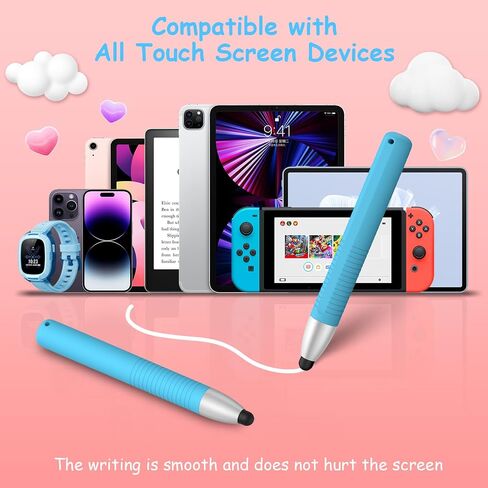 Kid-Friendly Stylus Pens for Touch Screens, Kid Tablet Stylus Pen Universal Children's Crayon Stylus Pen Compatible with Samsung, Kindle, iPad, iPhone, Android, Microsoft, Blue in Kuwait