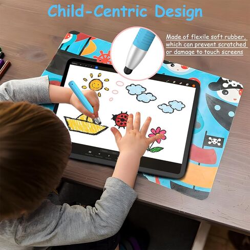 Kid-Friendly Stylus Pens for Touch Screens, Kid Tablet Stylus Pen Universal Children's Crayon Stylus Pen Compatible with Samsung, Kindle, iPad, iPhone, Android, Microsoft, Blue in Kuwait