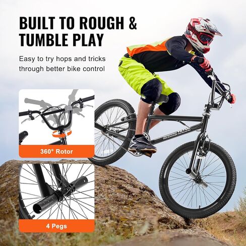 VEVOR BMX Bike, 20-Inch Wheel Freestyle Bike, BMX Race Bike with 360° Rotor and 4 Pegs, Beginner-Level BMX to Advanced Riders, BMX Bicycles for Teen Adult Men Women, Lightweight Aluminum Alloy Frame in Saudi Arabia