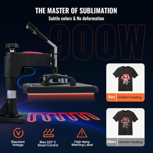 VEVOR 15x15 Heat Press Machine 2 in 1 for T Shirts and Hats, Swing Away T Shirt Press Machine, Professional Heat Press for Sublimation, Vinyl, Heat Transfer Projects in Saudi Arabia