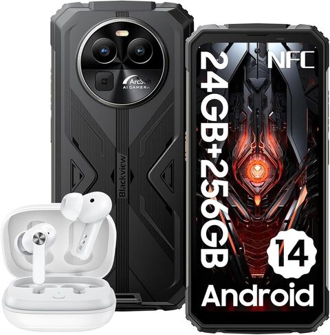 هاتف ذكي متين Blackview BV8100، Android 14، مصابيح يدوية مزدوجة، شاشة 6.5 بوصة FHD+ 120 هرتز، MTK G99 24 جيجابايت رام + 256 جيجابايت SD 2 تيرابايت هاتف متين، 8800 مللي أمبير + 45 وات هواتف أندرويد، كاميرا 50 ميجابكسل + 32 ميجابكسل، بصمة الإصبع/NFC in Kuwait