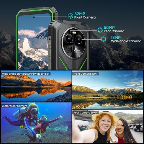 هاتف ذكي متين Blackview BV8100، Android 14، مصابيح يدوية مزدوجة، شاشة 6.5 بوصة FHD+ 120 هرتز، MTK G99 24 جيجابايت رام + 256 جيجابايت SD 2 تيرابايت هاتف متين، 8800 مللي أمبير + 45 وات هواتف أندرويد، كاميرا 50 ميجابكسل + 32 ميجابكسل، بصمة الإصبع/NFC in Kuwait