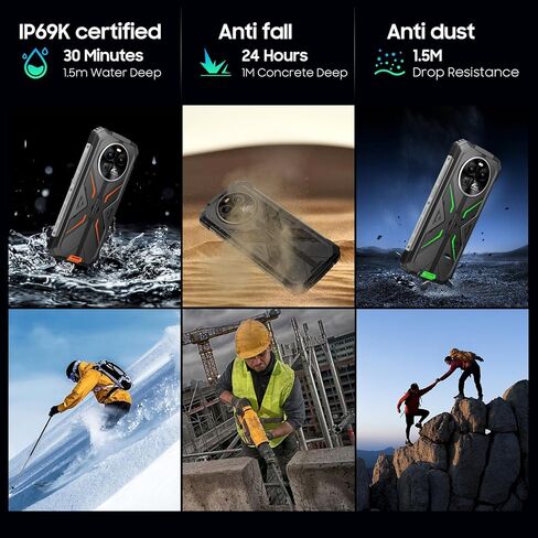 هاتف ذكي متين Blackview BV8100، Android 14، مصابيح يدوية مزدوجة، شاشة 6.5 بوصة FHD+ 120 هرتز، MTK G99 24 جيجابايت رام + 256 جيجابايت SD 2 تيرابايت هاتف متين، 8800 مللي أمبير + 45 وات هواتف أندرويد، كاميرا 50 ميجابكسل + 32 ميجابكسل، بصمة الإصبع/NFC in Kuwait