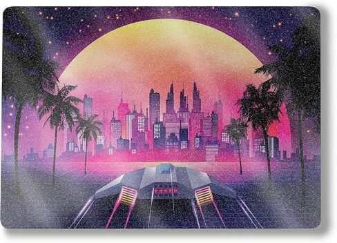 Glossy Glitter Laptop Skin Compatible with Surface Laptop 7 13.8" (2024) - Synthwave Starship - Premium 3M Vinyl Protective Wrap Decal Cover - Easy to Apply | Crafted in The USA by MightySkins in Saudi Arabia