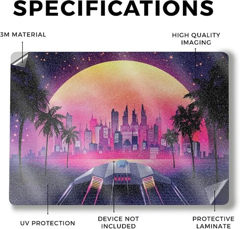 Glossy Glitter Laptop Skin Compatible with Surface Laptop 7 13.8" (2024) - Synthwave Starship - Premium 3M Vinyl Protective Wrap Decal Cover - Easy to Apply | Crafted in The USA by MightySkins in Saudi Arabia