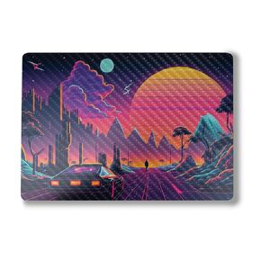Glossy Glitter Laptop Skin Compatible with Surface Laptop 7 13.8" (2024) - Synthwave Starship - Premium 3M Vinyl Protective Wrap Decal Cover - Easy to Apply | Crafted in The USA by MightySkins