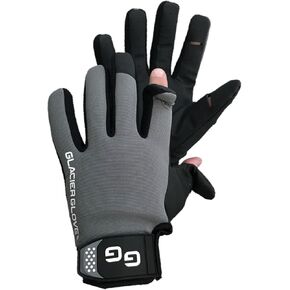 Glacier Glove Elite Angler Slit Finger Gloves - Black