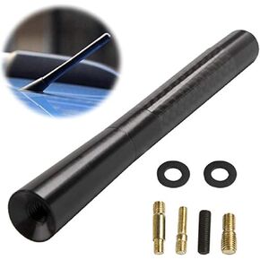 Universal 4.7" Carbon Fiber Short Antenna Mast Vehicle Car AM/FM Radio Aluminum Black Aerial Stubby Topper Replacement