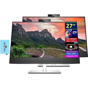 HP E27m G4 USB-C Conferencing Monitor 40Z29AA#ABA Bundle w/Docztorm Dock, 27" QHD IPS 2K Display, VESA Mount (100mm), 5MP Webcam, Ideal for Home & Business, Black/Silver (2024 Latest Model) (2 Pack)