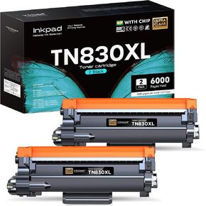 TN830XL Toner Cartridges (with Chip) Replacement for Brother TN830-XL TN-830 TN830 Compatible with HL-L2460DW DCP-L2640DW HL-L2400D HL-L2405W HL-L2460DWXL MFC-L2900DW Printers (2 Pack, Black)
