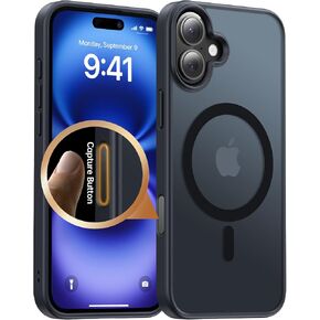 Meifigno for iPhone 16 Pro Max Case with Sensitive Camera Control Capture Button, [Military-Grade Protection][Compatible with MagSafe], Translucent Matte Shockproof Case for 16 Pro Max 6.9", Black