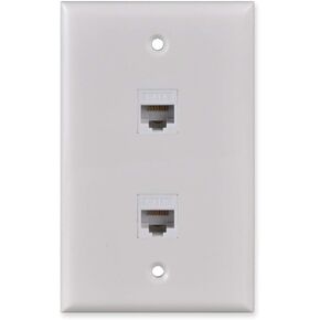 Ethernet Wall Plate, HTTX White 2-Port CAT6 Wall Plate with Removable F/F RJ45 Punch Down Keystone Jack Inserts [2-Pack]