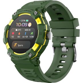 Yihou Rugged Military Smart Watches for Men with Bluetooth Call, Sports Smartwatch with LED Flashlight Heart Rate and Sleep Monitor for Android iOS Phones