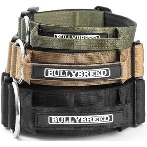 BULLYBREED Premium Dog Colar with Handle, Heavy Duty Dog Collar, Tactical Dog Collar, Quick-Release Metal Buckle, Thick Dog Collar, Dog Collar for Medium Dogs, Dog Collar for Large Dogs (Black, Large)