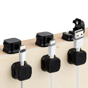 6 Pcs Magnetic Cable Clips, Charger Cord Organizer Holder Phone Charging Cable Holder Wire Management Organizer for Home Office Desk Car Bedroom Nightstand (Black)