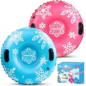 ZMLM Inflatable Snow Tube for Kids - Heavy Duty Sledding Tube for Toddler and Adult Thickened Family Outdoor Winter Sport Toys Activities Supplies Gift 3 Pack