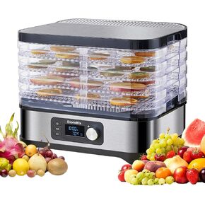 BioloMix Food Dehydrator Machine, BPA Free 5 Trays Fruit Dehydrators with Digital Timer and Temperature Control for Food, Fruit, Vegetable, Meat, Beef Jerky and Herbs