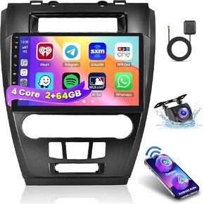 2+64G Android 13 Car Stereo Radio for Ford Fusion Mustang Mondeo 2009-2012, 10.1'' HD Touch Screen Compatible with CarPlay Android Auto, AHD Backup Camera, Mirror Link, GPS, WiFi, DSP