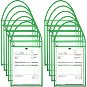 30 Pack Shop Ticket Holders Work Order Holder for 9 x 12 Inch Hanging Sleeve Job Ticket Holders with Strap, Both Sides Clear (Black) in Kuwait