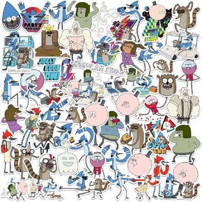 Regular Show 50ct Vinyl Large Deluxe Stickers Variety Pack - Laptop, Water Bottle, Scrapbooking, Tablet, Skateboard, Indoor/Outdoor