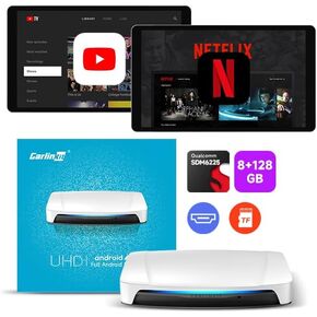 محول لاسلكي Ai Box CarPlay Android 4 في 1 - صندوق الوسائط المتعددة CarlinKit يدعم Netflix وYouTube ومقاطع فيديو TikTok وما إلى ذلك. يدعم اتصال HDMI وشاشة مقسمة وتبديل ثنائي القناة - UHD in Kuwait