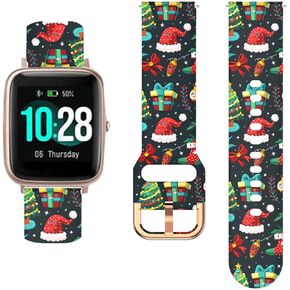 ViCRiOR Christmas Bands Compatible with 19mm ID205L Smart Watch, Soft Silicone Pattern Printed Band for Veryfitpro ID205 ID205L ID205U ID205S ID205G, SW020 SW021 SW023, Uwatch3 GT Ufit