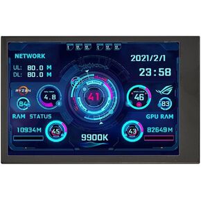 Flylin 3.5in IPS USB Mini Screen, CPU Hardware Temperature Monitor Type-C Sub Screen, AIDA64 PC Temperature Display Screen for Computer Case