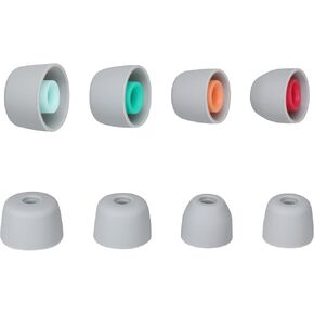 kwmobile 8 Silicone Ear Tips for in Ear Headphones - Replacement 4mm-5.5mm Earphone Earbuds - Inner Eartips XS/S/M/L Set - Light Grey