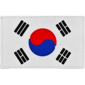 Ruoming 1 PCS South Korea Flag Patches Hook and Loop Fastener PVC Rubber Tactical Military National South Korea Patch (White)