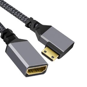xiwai 4K Mini HDMI 1.4 Male 90 Degree Up Angled to HDMI Female Extension Cable for DV MP4 Camera DC Laptop
