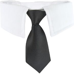 Koolmox Dog Necktie, Formal Dog Tie and Suit White Collar with Handcrafted Adjustable Closure Tape, Wedding Valentines Dog Collars for Medium Large Male Boy Dogs Dog Wedding Attire, Black