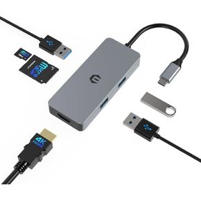 Tiergrade USB C Hub Multiport Adapter with 4K HDMI, 3 USB 3.0 Ports, Type C Power Delivery, and SD Card Slot